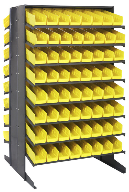 QPRD-103YL Pick Rack, slopped, double sided, 36"L x 36"W x 60"H, 800 lbs. capacity, (16) shelves configuration, includes: (128) QSB103 yellow bins