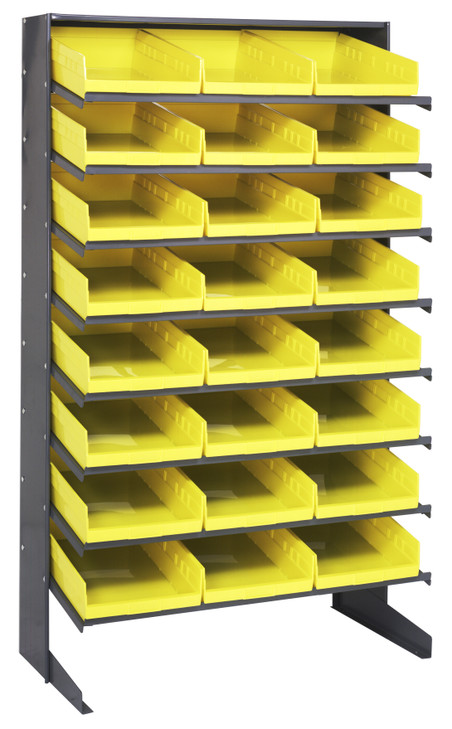 QPRS-110YL Pick Rack, slopped, single sided, 18"D x 36"W x 60"H, 400 lbs. capacity, includes: (8) shelves and (24) QSB110 yellow bins, galvanized steel