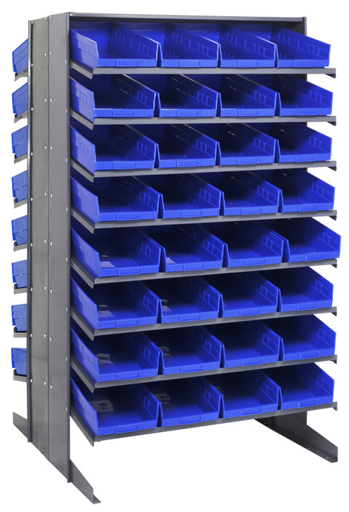QPRD-108BL Pick Rack, slopped, double sided, 36"L x 36"W x 60"H, 800 lbs. capacity, (16) shelves configuration, includes: (64) QSB108 blue bins