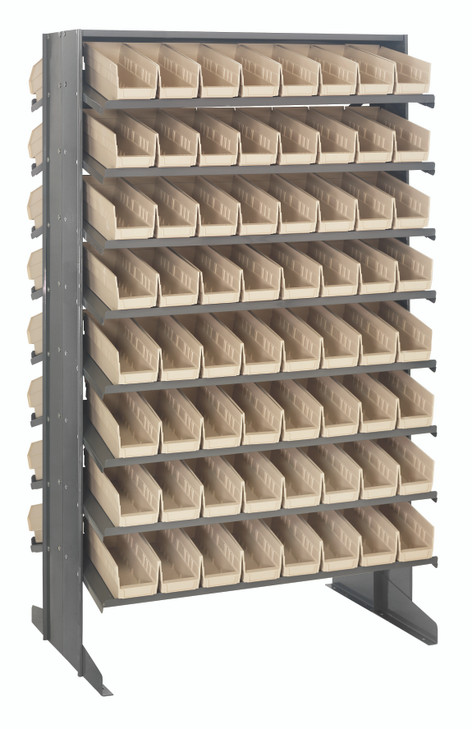 QPRD-101IV Pick Rack, slopped, double sided, 24"L x 36"W x 60"H, 800 lbs. capacity, (16) shelves configuration, includes: (128) QSB101 ivory bins