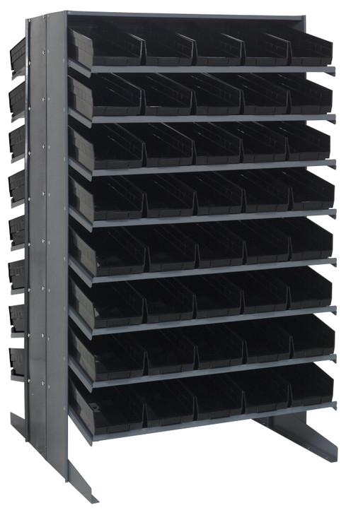 QPRD-104BK Pick Rack, slopped, double sided, 36"L x 36"W x 60"H, 800 lbs. capacity, (16) shelves configuration, includes: (80) QSB104 black bins
