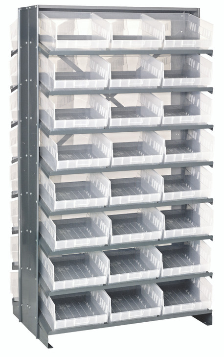 QPRD-209CL Pick Rack, slopped, double sided, 24"L x 36"W x 63-1/2"H, 800 lbs. capacity, (16) shelves configuration, includes: (48) QSB207 clear bins