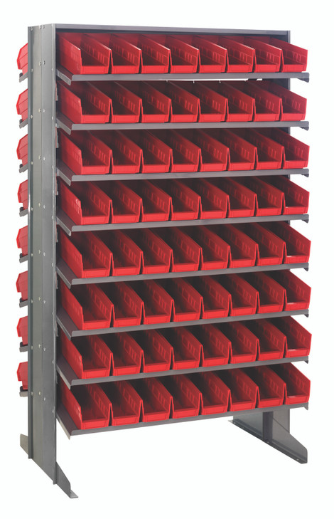 QPRD-101RD Pick Rack, slopped, double sided, 24"L x 36"W x 60"H, 800 lbs. capacity, (16) shelves configuration, includes: (128) QSB101 red bins