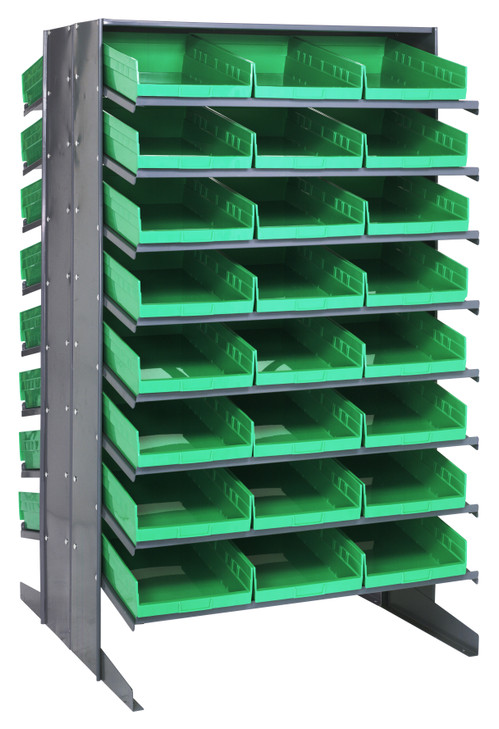QPRD-110GN Pick Rack, slopped, double sided, 36"L x 36"W x 60"H, 800 lbs. capacity, (16) shelves configuration, includes: (48) QSB110 green bins
