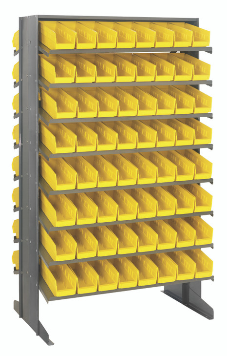 QPRD-101YL Pick Rack, slopped, double sided, 24"L x 36"W x 60"H, 800 lbs. capacity, (16) shelves configuration, includes: (128) QSB101 yellow bins