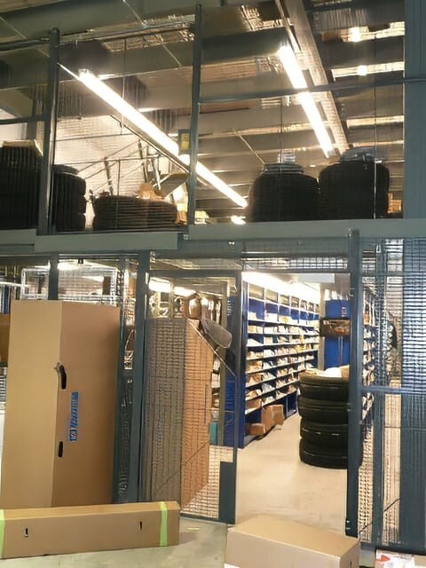 Night Delivery Cage with mezzanine sliding door