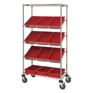 Slanted Wire Shelving with Bins