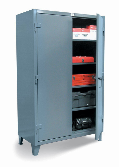 Strong Hold Metal Storage Cabinets with Quantum Plastic Bins