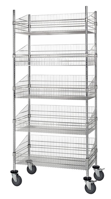 Quantum 48x18x80 Mobile Wire Cart with Solid Shelf M1848CG47-5