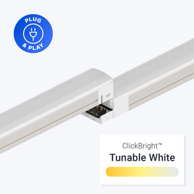 Close-up of ClickBright Tunable White LED light bar with plug-and-play feature