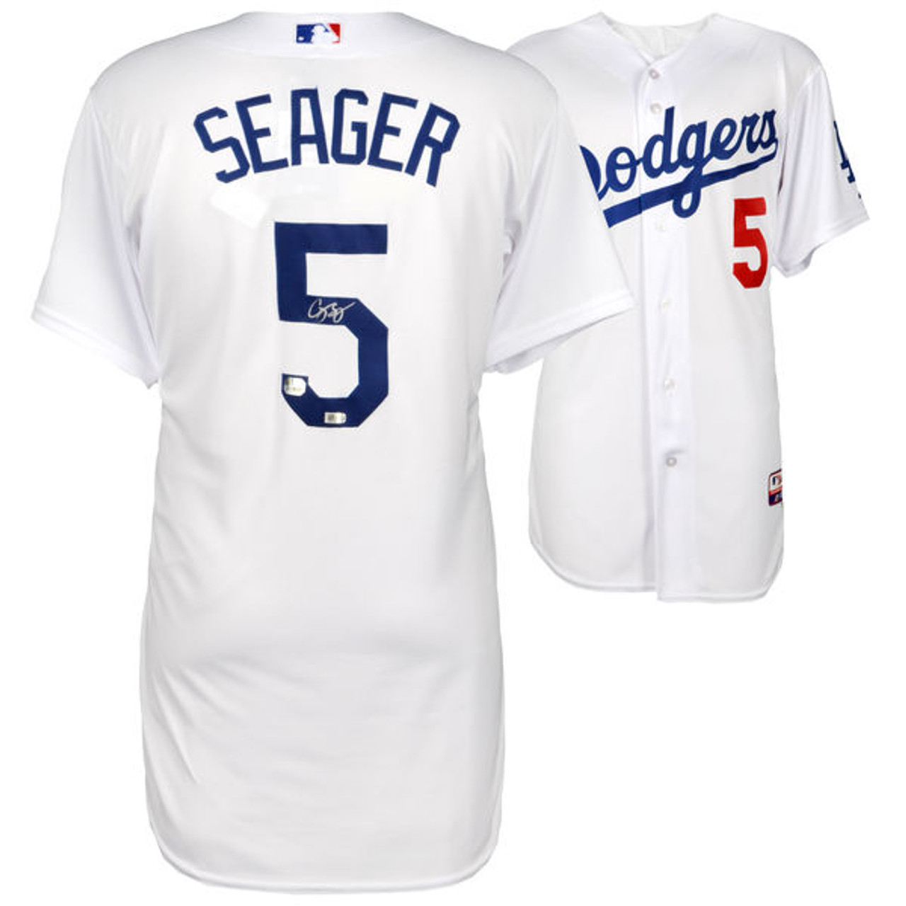 COREY SEAGER Autographed Los Angeles Dodgers Nike World Series Logo Patch  White Authentic Jersey FANATICS - Game Day Legends