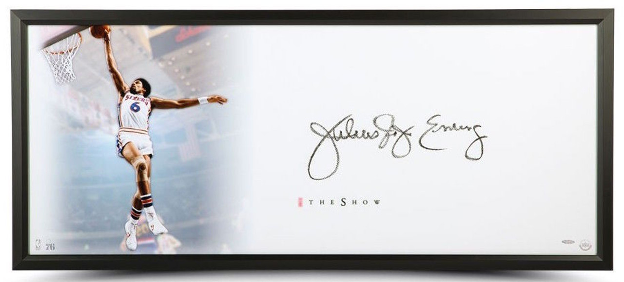 Framed Julius Erving Philadelphia 76ers Autographed 8 x 10 Dunk