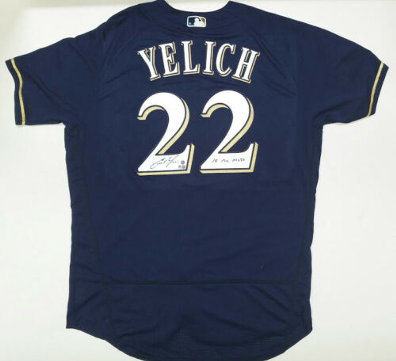 Split Replica Jersey Christian Yelich Gray-Navy Milwaukee Brewers