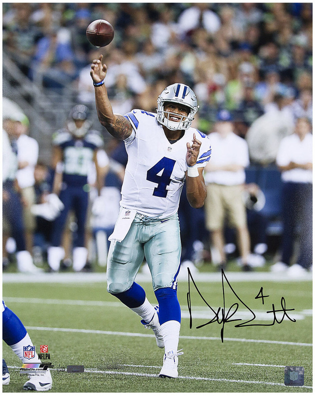 DAK PRESCOTT Autographed Cowboys Release 16 x 20 Photograph PANINI LE  4/20 - Game Day Legends