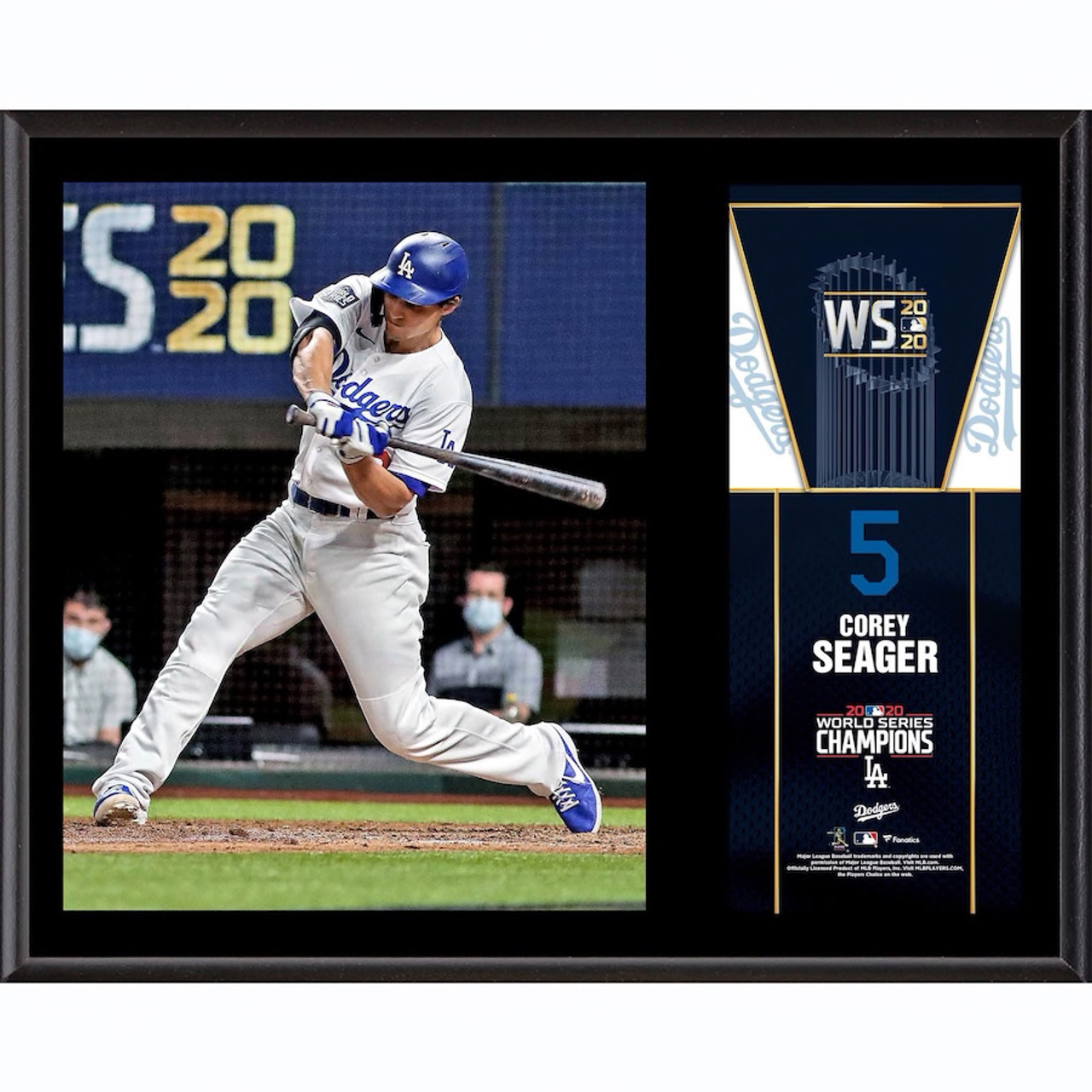 COREY SEAGER Los Angeles Dodgers 2020 MLB World Series Champions 12 x 15  Sublimated Plaque FANATICS - Game Day Legends