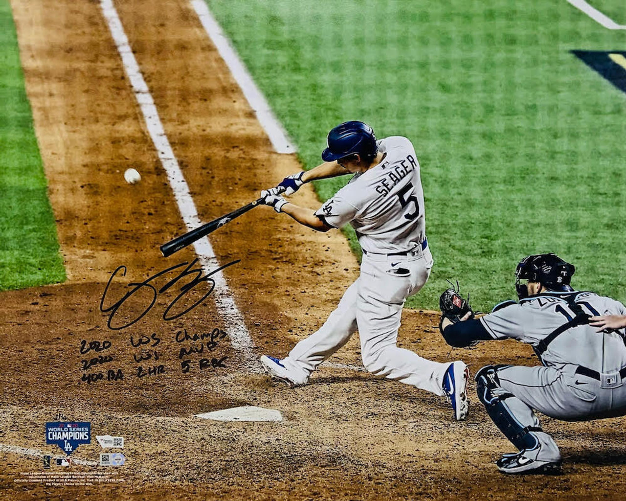 COREY SEAGER Autographed Los Angeles Dodgers WS Statistic 16