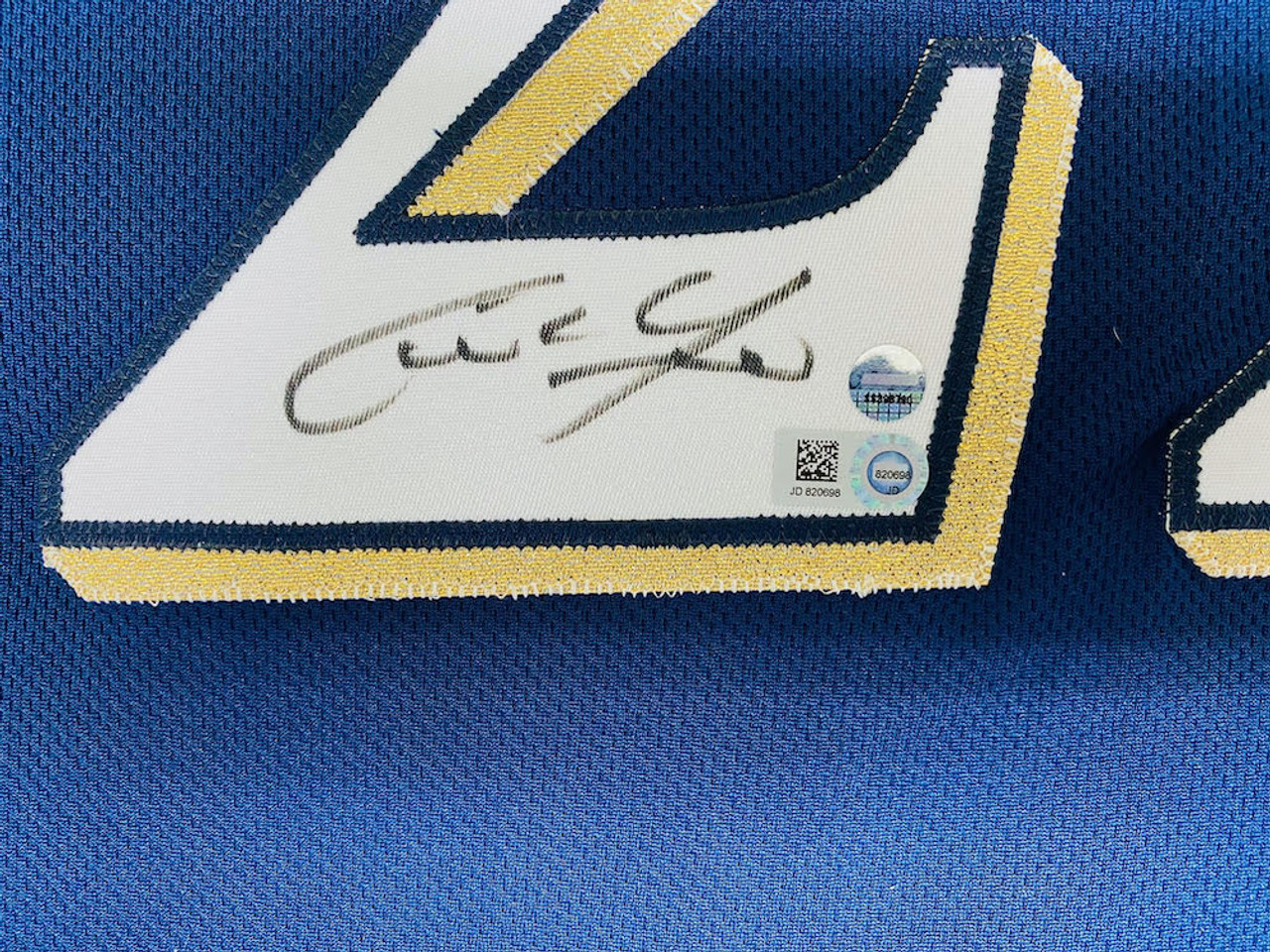 CHRISTIAN YELICH Autographed '2018 Stat' Authentic Blue Brewers