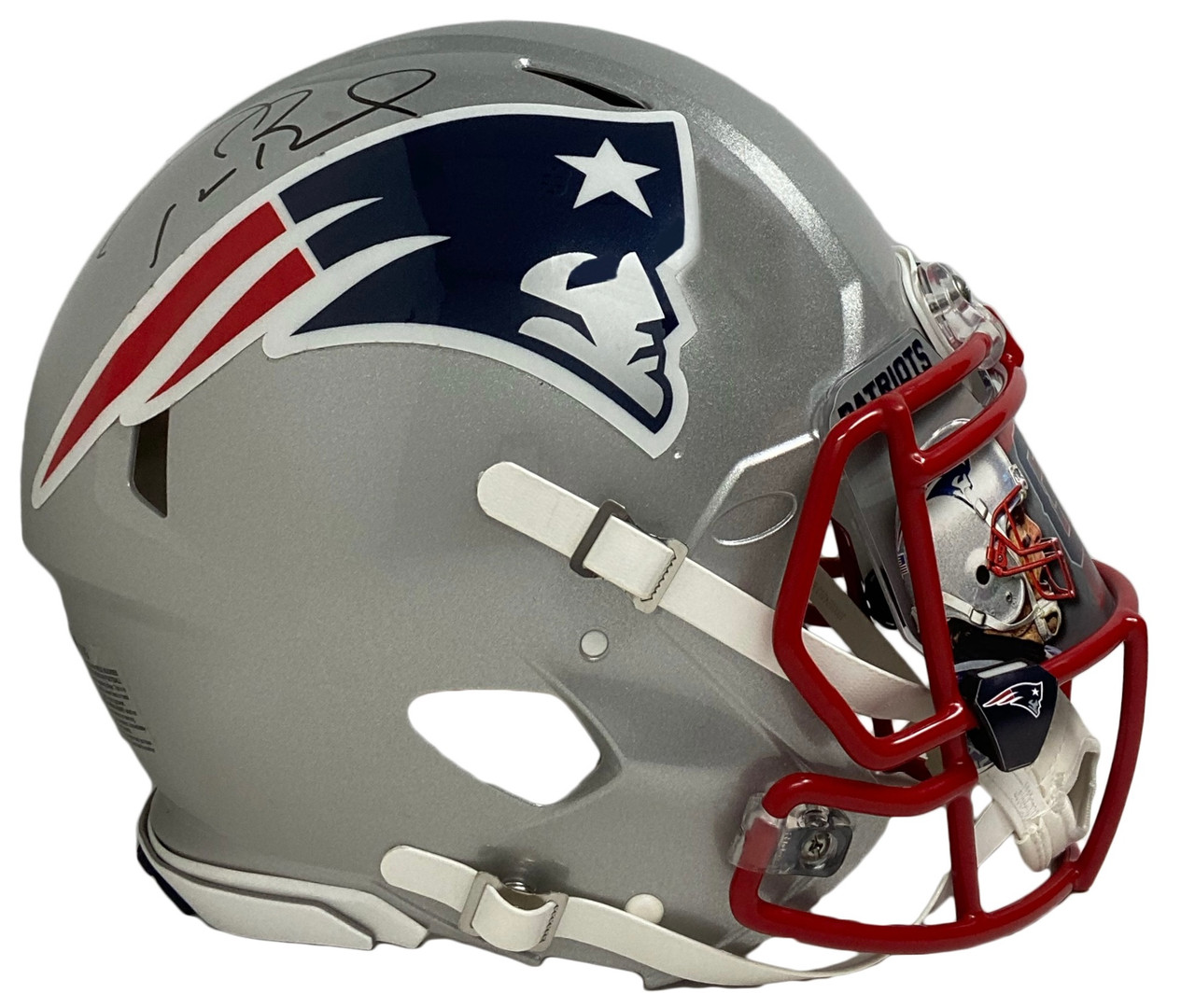 TOM BRADY PATRIOTS AUTOGRAPHED CHROME SPEED REPLICA HELMET SIGNED IN W