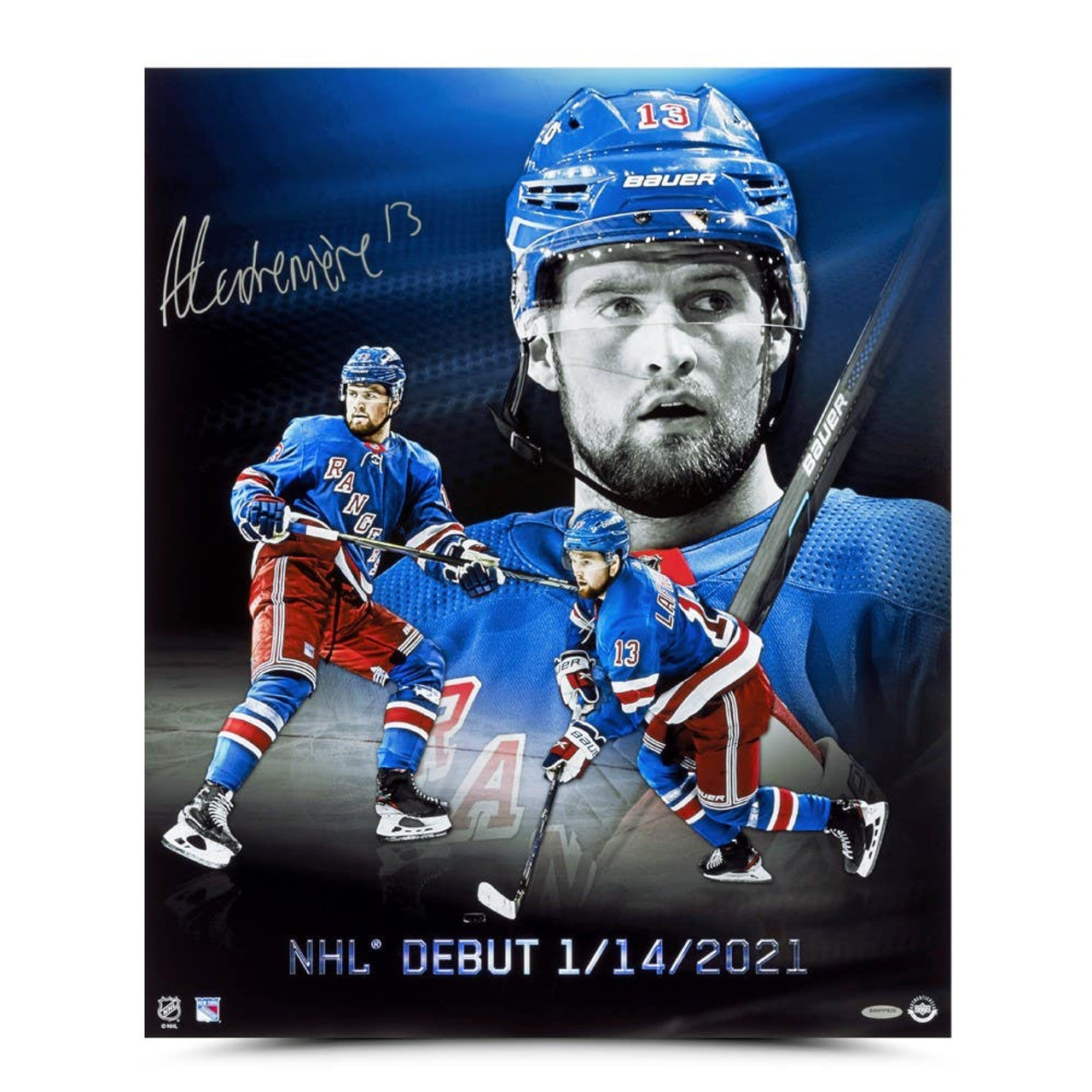 Alexis Lafrenière Autographed & Inscribed “NHL Debut 1/14/21” Authentic New  York Rangers Adidas White Jersey