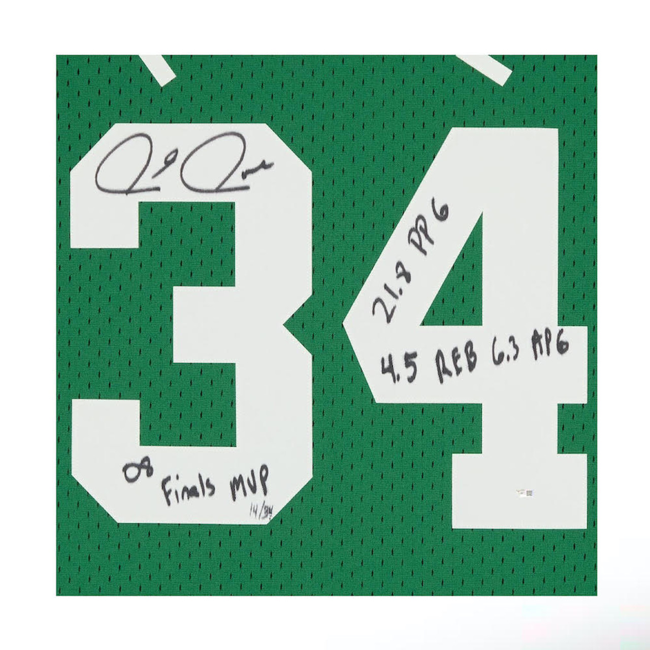 PAUL PIERCE Autographed Finals MVP Stat Celtics Green M&N Jersey FANATICS  LE 34 - Game Day Legends