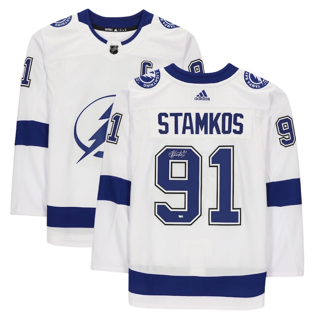 STEVEN STAMKOS Autographed Lightning Authentic Adidas White Jersey