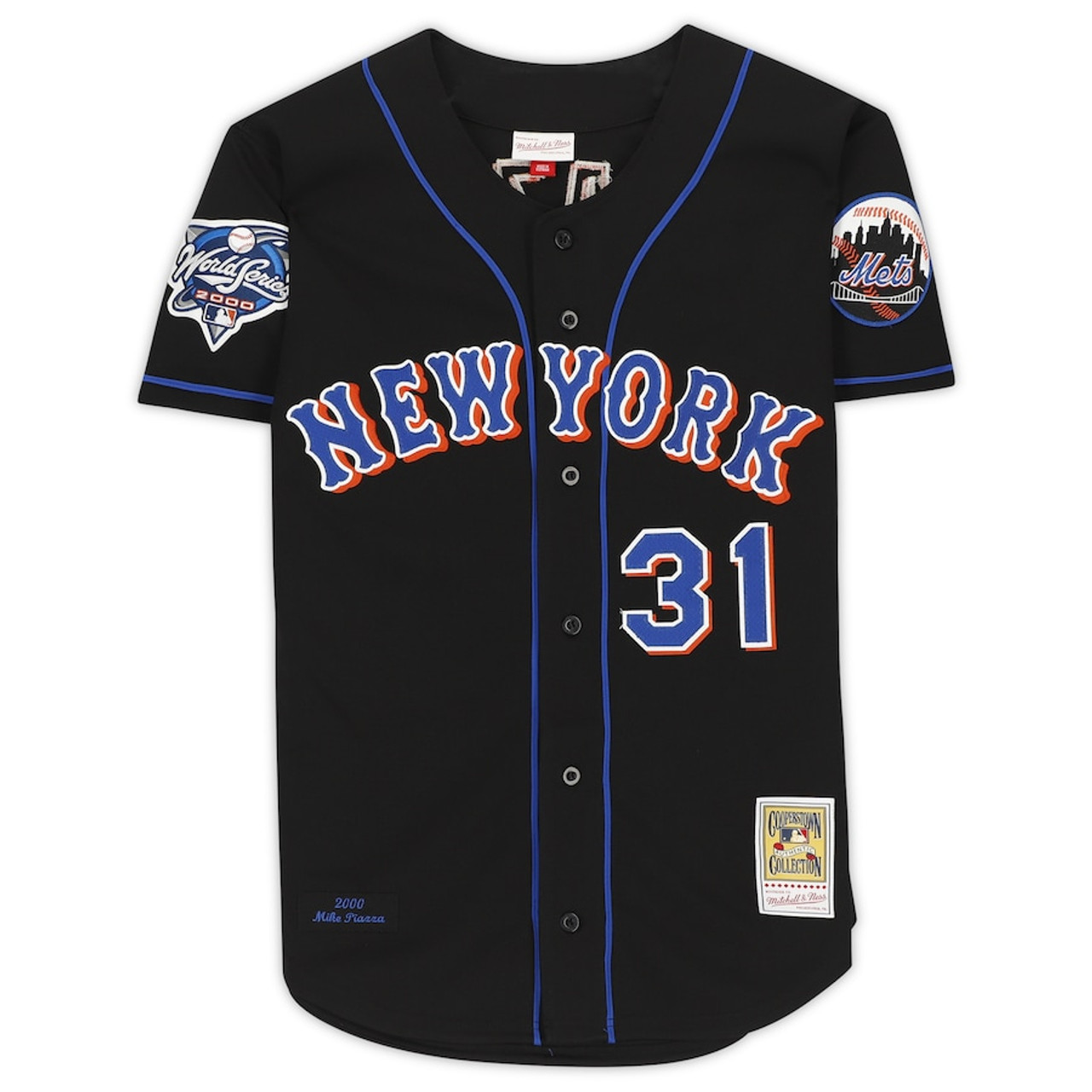 MIKE PIAZZA Autographed HOF 2016 Mets Authentic WS Black Jersey FANATICS  - Game Day Legends