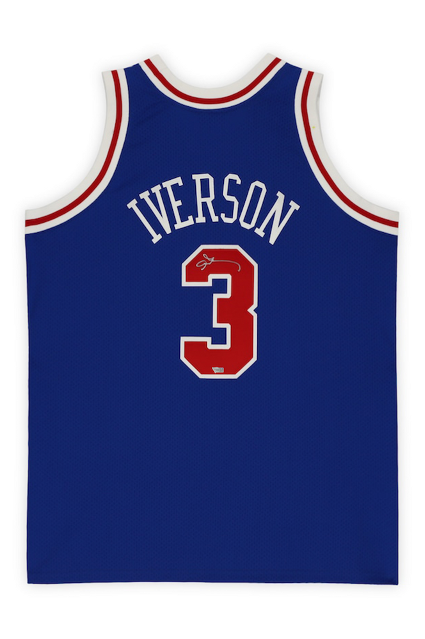 ALLEN IVERSON Autographed Philadelphia 76ers Authentic Blue Jersey