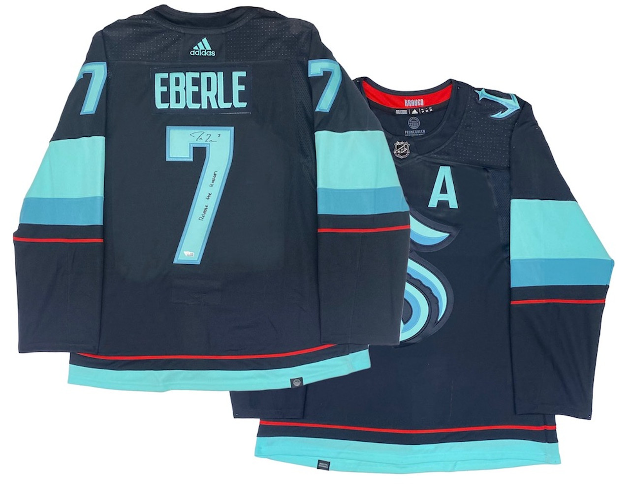 Jordan Eberle White Seattle Kraken Autographed adidas Authentic Jersey with  ''Release The Kraken'' Inscription and Inaugural Season Jersey Patch