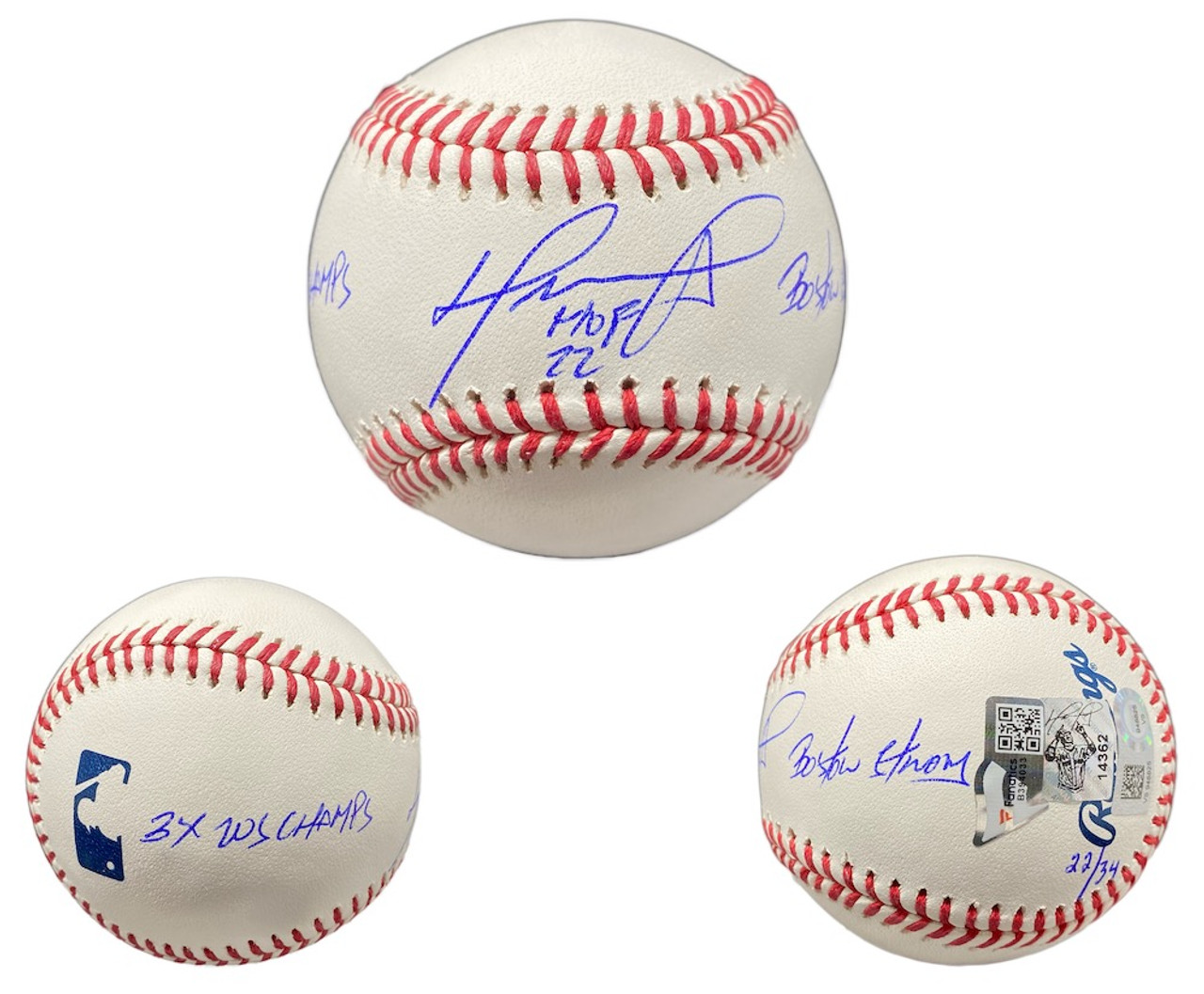 DAVID ORTIZ Autographed Red Sox HOF 22, 3x WS Champs Baseball FANATICS LE  22/34