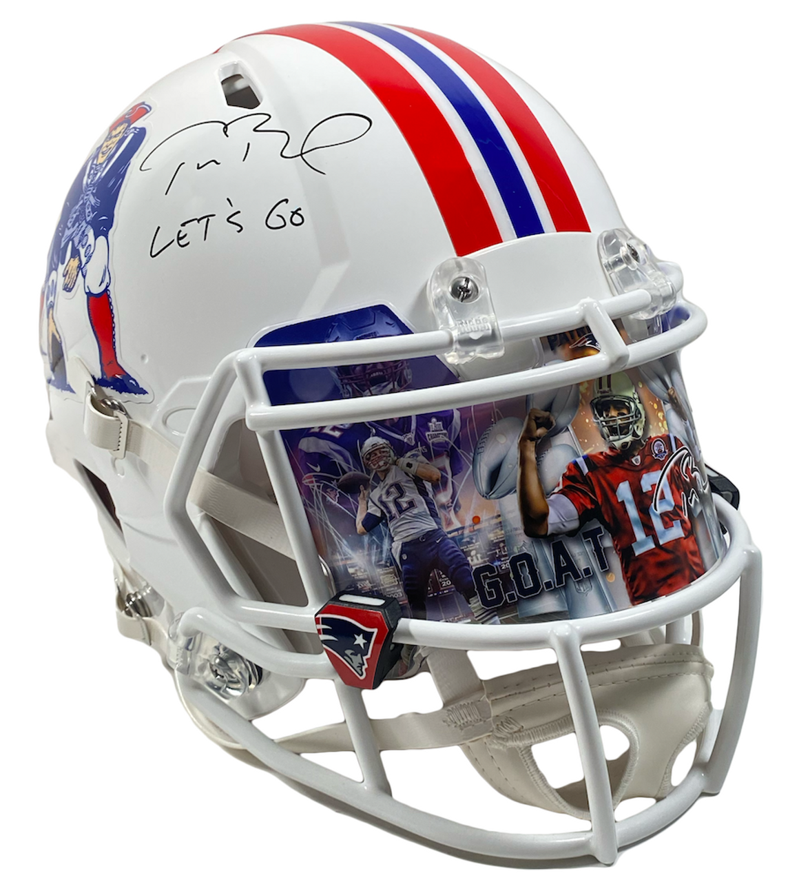 TOM BRADY Autographed Patriots / Buccaneers Split Authentic Helmet FANATICS  - Game Day Legends