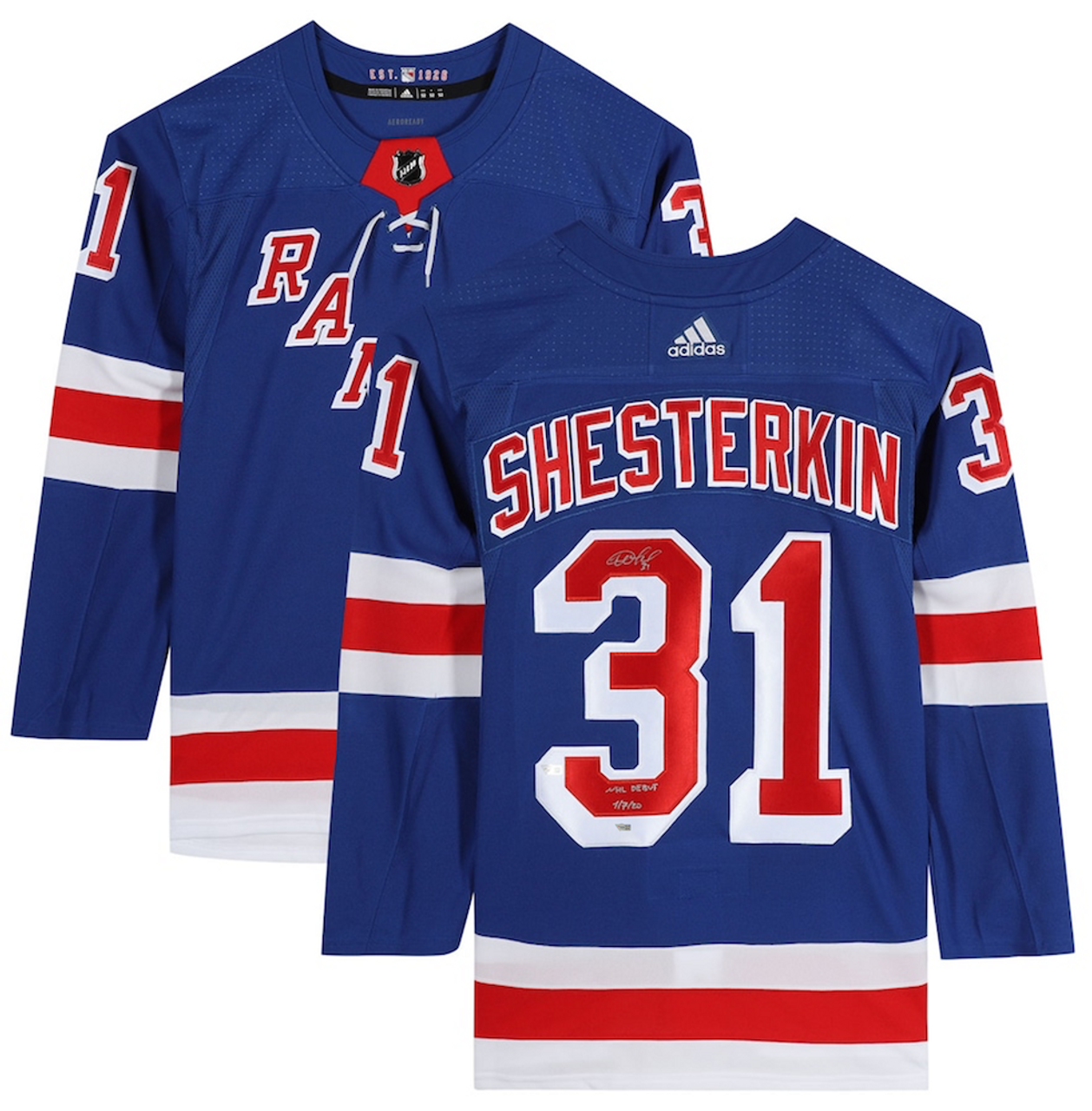 IGOR SHESTERKIN Autographed NHL Debut 1/7/20 Rangers Authentic Jersey  FANATICS - Game Day Legends