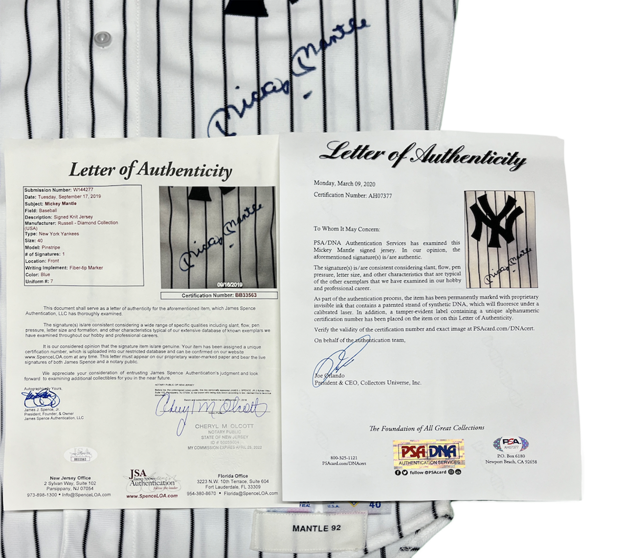 Mickey Mantle Signed Authentic Game Issued New York Yankees Jersey Beckett  COA