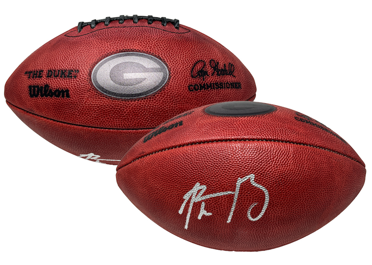 AARON RODGERS Autographed Duke Metallic Packers Logo Football FANATICS -  Game Day Legends