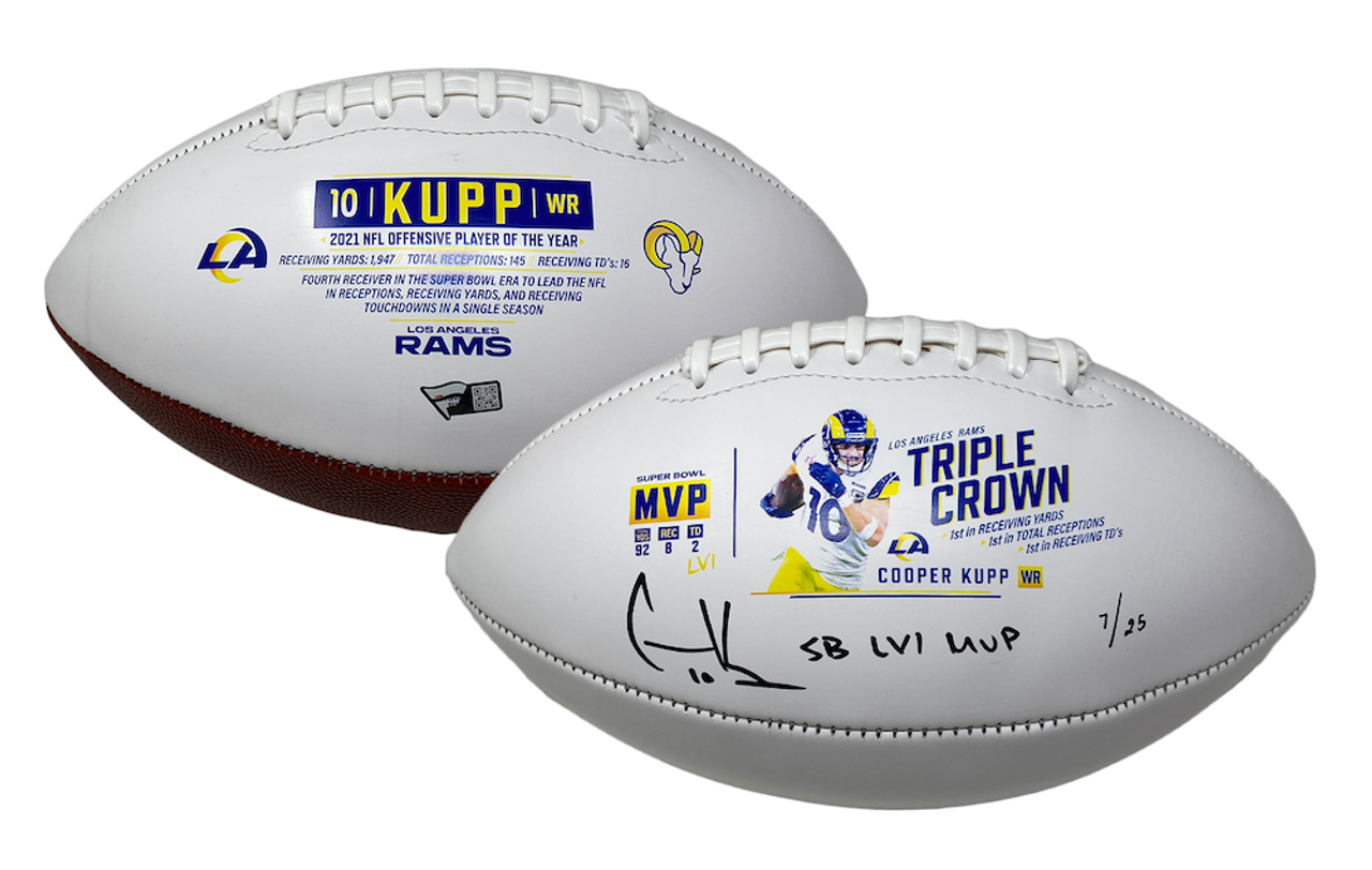 COOPER KUPP Autographed 'SB LVI MVP' Rams Triple Crown Football FANATICS LE  25