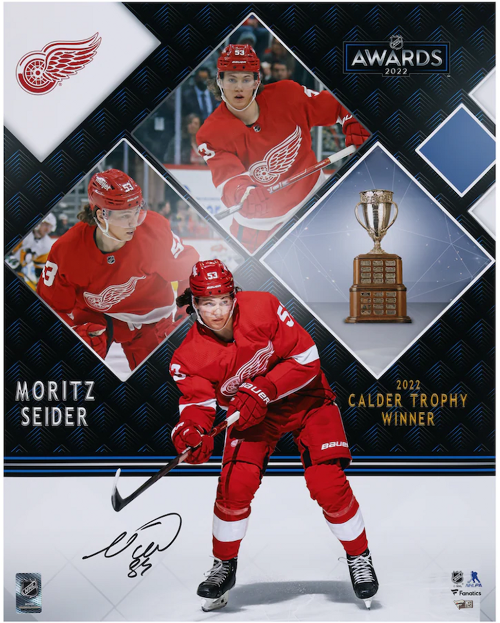 MORITZ SEIDER Autographed 2022 Calder Red Wings Authentic Adidas Jersey  FANATICS - Game Day Legends