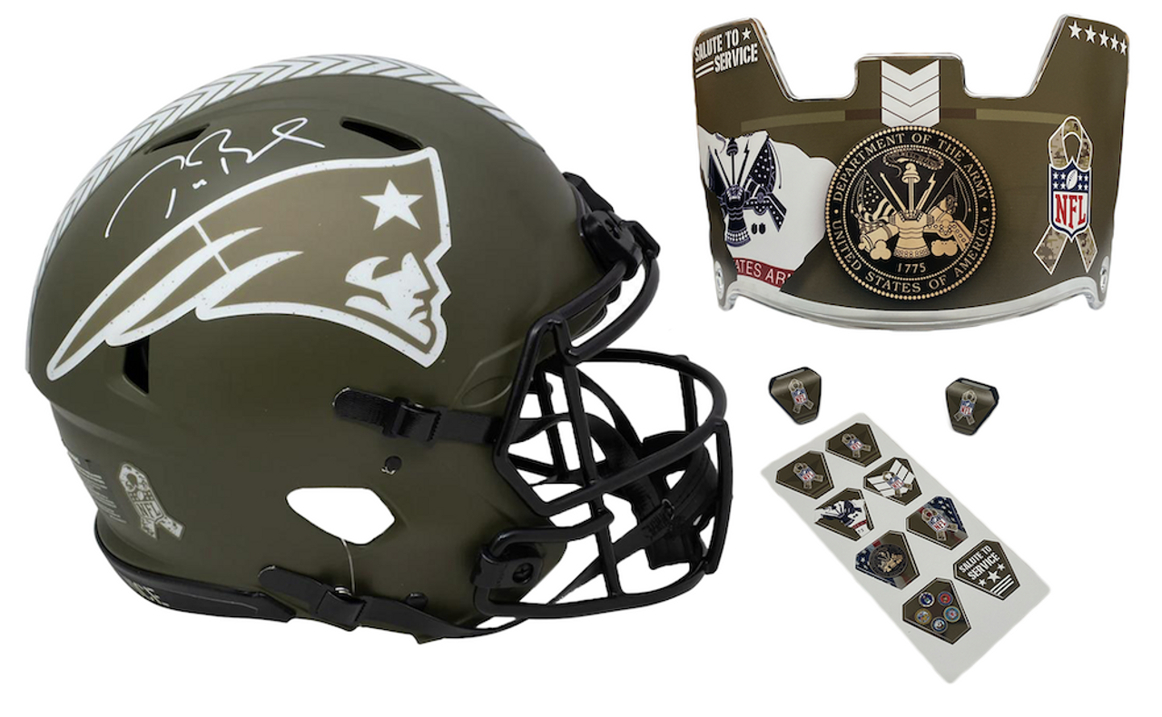 TOM BRADY Autographed Patriots STS - Army Ed. - Speed Authentic Helmet  FANATICS - Game Day Legends