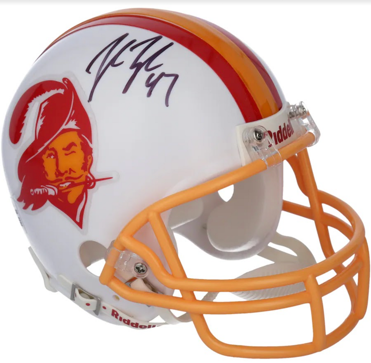 JOHN LYNCH Autographed Buccaneers Throwback Mini Helmet FANATICS