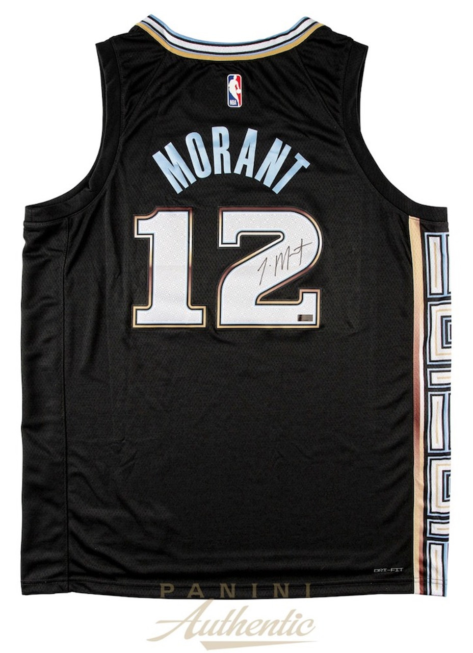 JA MORANT Autographed Memphis Grizzlies City Edition Black Nike Jersey  PANINI