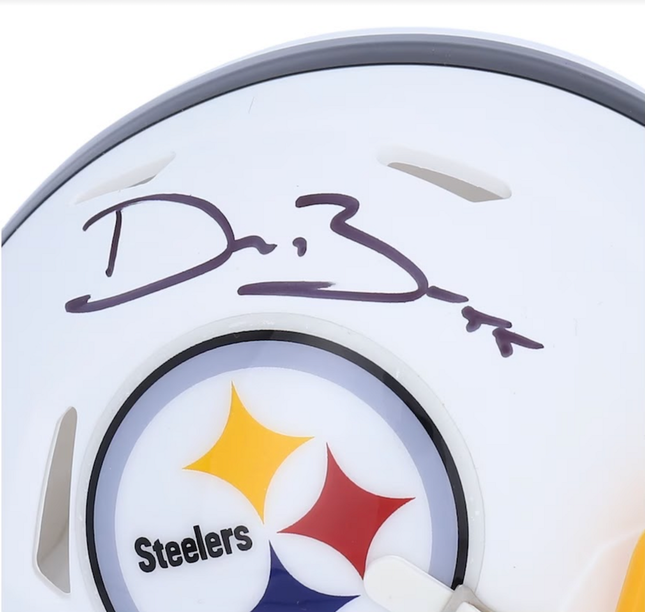 DEVIN BUSH Autographed Pittsburgh Steelers White Matte Mini Helmet FANATICS  - Game Day Legends