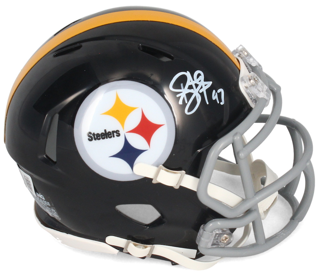 Pat Freiermuth Autographed Pittsburgh Steelers Lunar Eclipse White Full  Size Replica Speed Helmet Beckett BAS QR Stock #194877