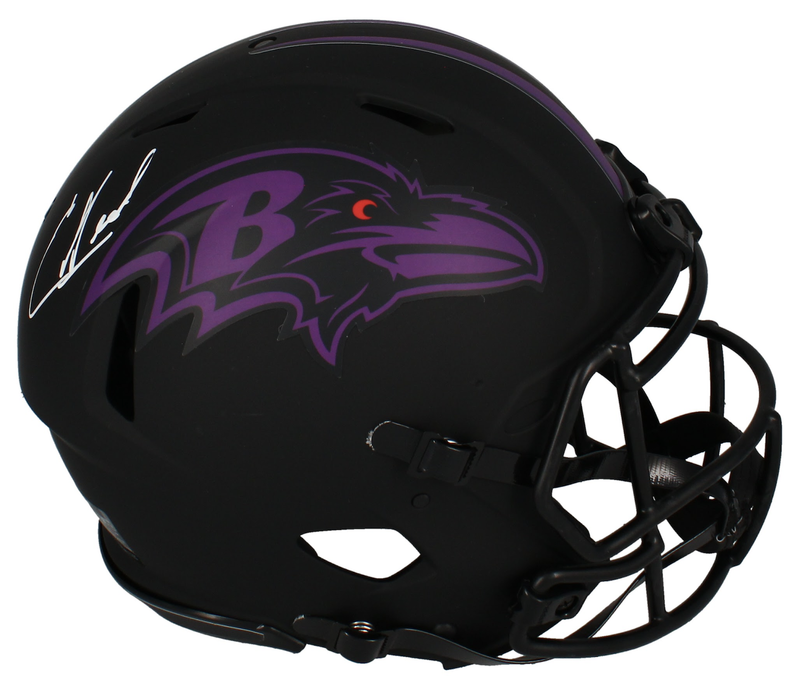 Ed Reed Autographed Ravens 'Eclipse' Authentic Speed Helmet Beckett ...