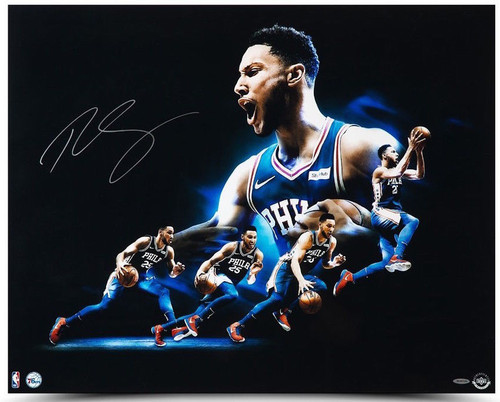 Ben Simmons Philadelphia 76ers Deluxe Framed Autographed Blue Jersey - Upper Deck