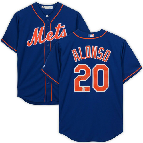 PETE ALONSO Autographed New York Mets Blue Majestic Replica Jersey FANATICS