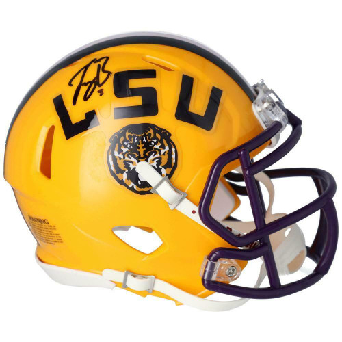 JOE BURROW Autographed LSU Tigers Yellow Speed Mini Helmet FANATICS