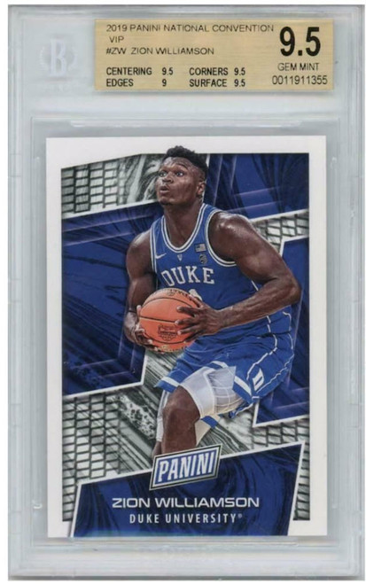 ZION WILLIAMSON 2019-20 Duke Blue Devils Panini VIP Card BECKETT 9.5