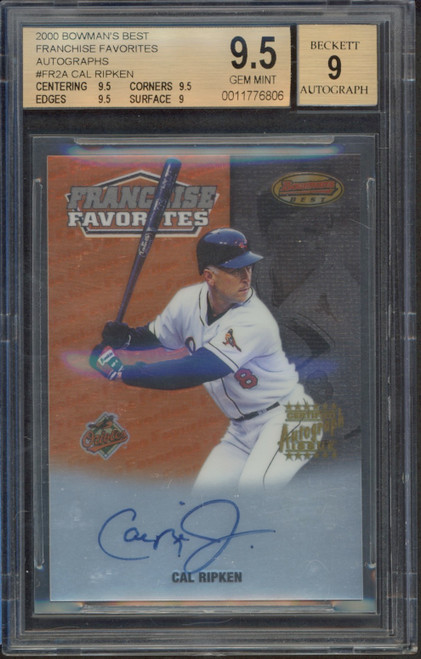 CAL RIPKEN Jr. Baltimore Orioles Autographed 2000 Bowman's Best Card BECKETT 9.5