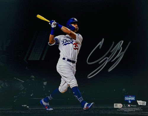 CODY BELLINGER Autographed Los Angeles Dodgers 2020 MLB World Series Champions 11" x 14" Spotlight Photograph FANATICS