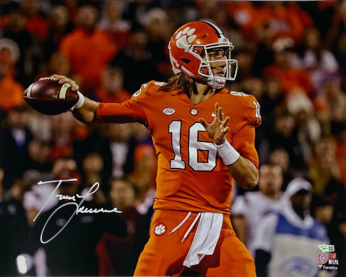 TREVOR LAWRENCE Autographed Clemson Tigers "Passing" 16" x 20" Photograph FANATICS