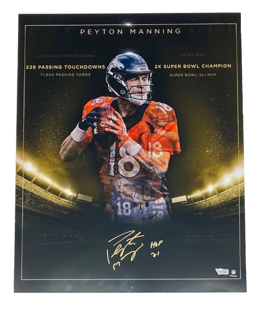 PEYTON MANNING Autographed "HOF 21" "Golden Years" 16" x 20" Photograph FANATICS