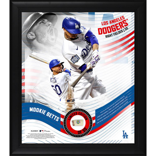 MOOKIE BETTS Unsigned LA Dodgers Framed 15" x 17" Game Used Baseball Collage LE 50